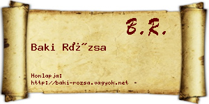 Baki Rózsa névjegykártya